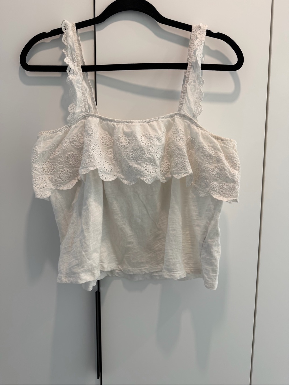 Forever 21 White Eyelet Ruffle Camisole Top
